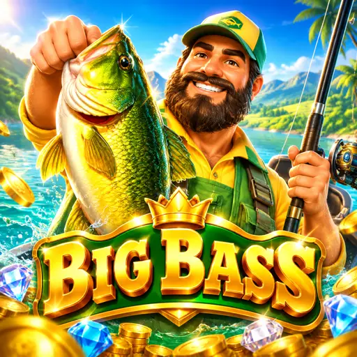 Pescador e peixes do slot Big Bass Bonanza