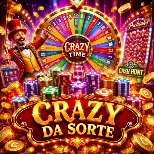 Roda do game show Crazy Time em estúdio colorido