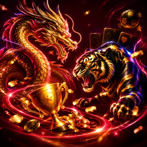 Mesa de dragon tiger com cartas de dragão e tigre sobre o feltro